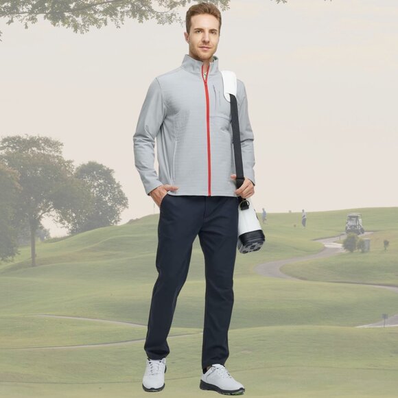 NWT - Michel Rouen Men's Golf Jacket Water Resistant Windbreaker - Light Grey - Picture 2 of 6